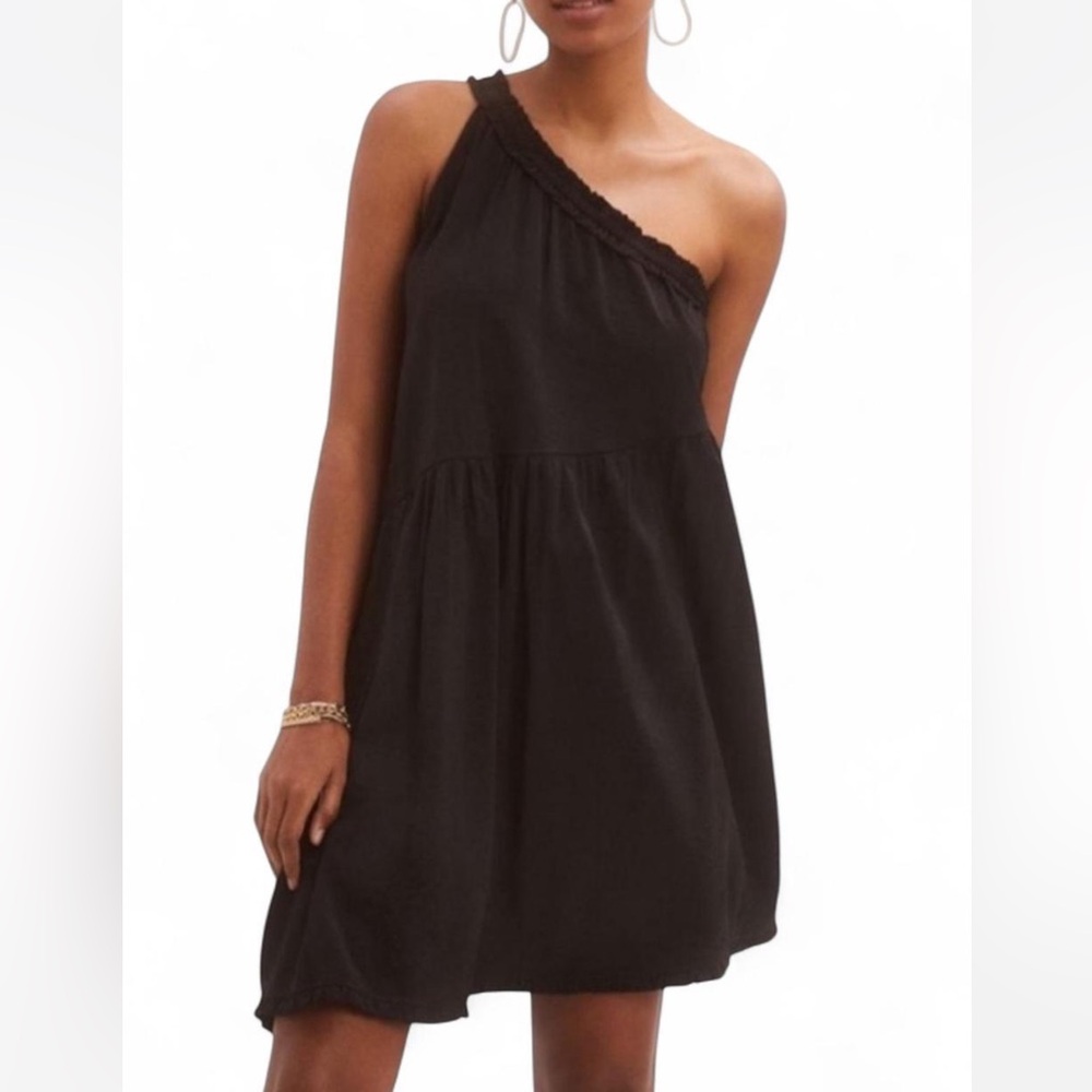 Anthropologie Black One-Shoulder Dress